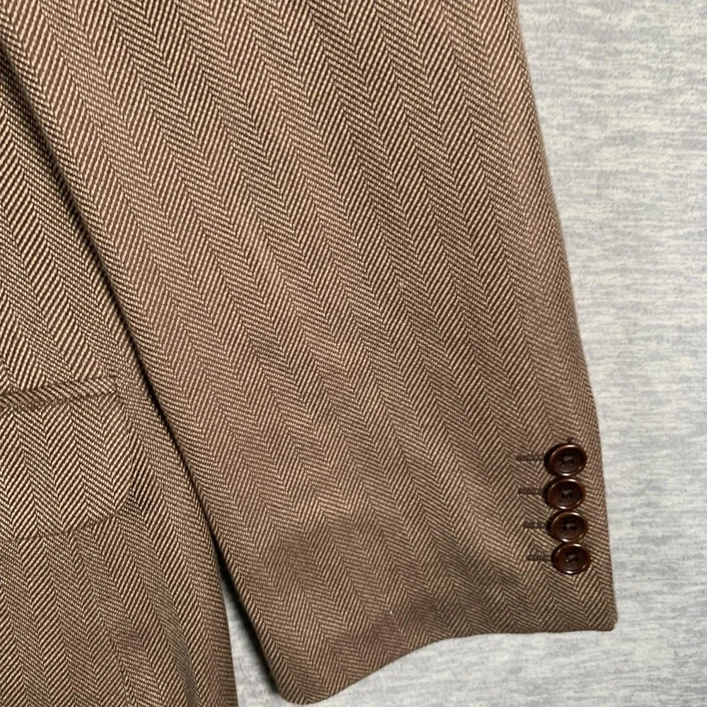 Banana‎ Republic Blazer Mens 46R Brown Herringbone Cotton Wool Sport Coat Italy